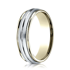 6mm 14K Two-Tone High Polished Center Cut Benchmark Wedding Ring