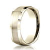 7mm Satin Beveled Euro Shank Wedding Band by Benchmark Rings in 14K Yellow Gold