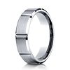 6mm 14K White Gold Satin Finished Grooves Benchmark Wedding Band