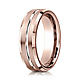 6mm Polish Striped Beveled Benchmark Wedding Band in 14K Rose Gold thumb 0