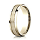 6mm 14K Yellow Gold Satin Grooved Beveled Wedding Band Ring by Benchmark thumb 0