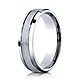 6mm 14K White Gold Satin Grooved Beveled Wedding Band Ring by Benchmark thumb 0