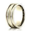 8mm 14K Yellow Gold Parallel Grooves Benchmark Wedding Band