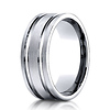 8mm 14K White Gold Parallel Grooves Benchmark Wedding Band