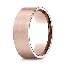 8mm 14K Rose Gold Satin Finish Benchmark Wedding Band