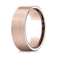 8mm Satin Finish Flat Wedding Band by Benchmark Rings in 14K Rose Gold