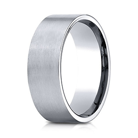 8mm 14K White Gold Satin Finish Benchmark Wedding Band