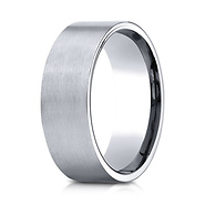 8mm 14K White Gold Satin Finish Benchmark Wedding Band