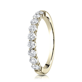 3mm 14K Yellow Gold 9 Stone Benchmark Diamond Wedding Band .72ctw