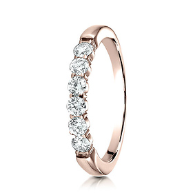 3mm 14K Rose Gold High Polish 6 Stone Benchmark Diamond Ring .48 ctw