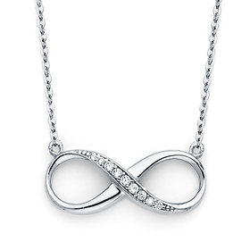 Floating Semi-Lined CZ Infinity Necklace - 14K White Gold