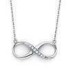 Floating Semi-Lined CZ Infinity Necklace - 14K White Gold