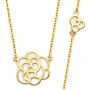 Romantic Floating Rose Charm Necklace - 14K Yellow Gold
