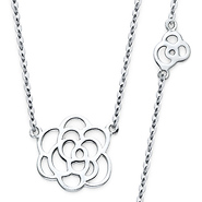 Romantic Floating Rose Charm Necklace in 14K White Gold
