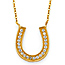 14K Yellow Gold Floating CZ Horseshoe Necklace
