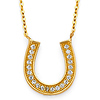 14K Yellow Gold Floating CZ Horseshoe Necklace