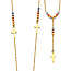 2mm Mirrorball Bead Protestant Rosary Necklace in 14K Tricolor Gold - Floating Crosses