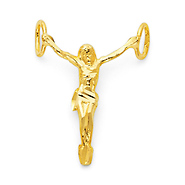 Petite Floating Jesus Body Crucifix Pendant in 14K Yellow Gold