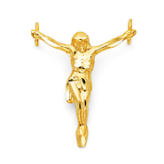 Small Floating Jesus Body Crucifix Pendant in 14K Yellow Gold