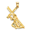 Large Jesus Carrying Cross Crucifix Pendant in 14K Yellow Gold