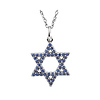14K White Gold Blue Sapphire Star of David Charm Necklace