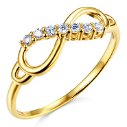 Sparkling Semi-Lined CZ Infinity Ring in  14K Yellow Gold