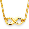 Double Strand Hollow 14K Yellow Gold Infinity Necklace