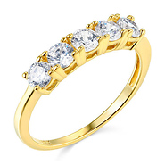 2.5mm Basket Prong Round CZ Wedding Band in 14K Yellow Gold