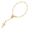 3mm Moon-Cut Bead Our Lady of Guadalupe Rosary Bracelet in 14K TriGold