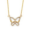 Floating Open CZ Butterfly Charm Necklace - 14K Yellow Gold