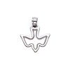 Open Cut Milgrain Dove Pendant Charm in 14K White Gold