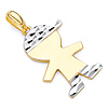 Faceted Capped Little Boy Charm Pendant in 14K Two-Tone Gold - Petite