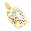 Small Praying Boy Faceted Charm Pendant - 14K Tricolor Gold