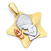 Praying Boy Faceted Rounded Star 14K Tri Color Gold Charm Pendant