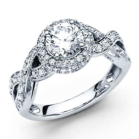  14K White Gold Infinity Halo 1CT Round Diamond Engagement Ring 1.81ctw