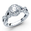 14K White Gold Infinity Halo 1CT Round Diamond Engagement Ring 1.81ctw