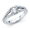 Classic Split Shank Round Cut Diamond Engagement Ring - 14K White Gold 1.4ctw