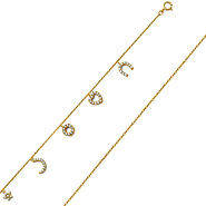 Good Luck CZ Charm Bracelet in 14K Yellow Gold - Women