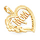 Mom Heart Pendant with Flower in 14K Yellow Gold - Mini thumb 0