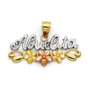 Abuelita Pendant with Flowers in 14K TriGold - Petite