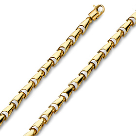 5.1mm Solid 14k Yellow Gold Solid Men's Fancy Bullet Link Chain Necklace 26in