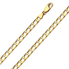 4mm 14K Yellow Gold Men's Square Curb Link Chain Bracelet 8in