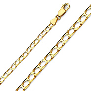 3.5mm 14K Yellow Gold Square Curb Cuban Link Chain Bracelet 7.5in