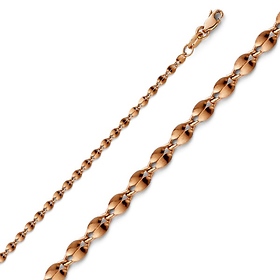 2.2mm 14K Rose Gold Curved Mirror Chain Necklace 16-24inch