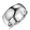 8mm Classic Light Dome Men's Wedding Band - 14K White Gold