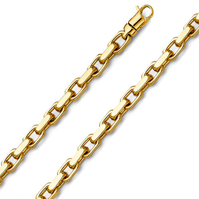5.3mm 14K Yellow Gold Men's Fancy Link Cable Chain Bracelet 8.5in