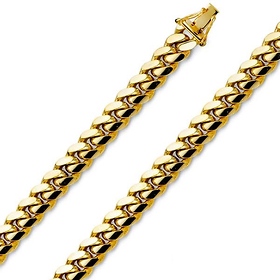 7mm 14K Yellow Gold Men's Miami Cuban Link Chain Necklace 16-26in