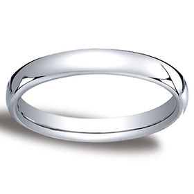 3.5mm Euro Comfort-Fit Flat Classic Wedding Band - 14K, 18K White Gold