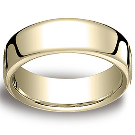 7.5mm Euro Comfort-Fit Flat Classic Men's Wedding Band - 14K, 18K Yellow Gold