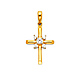Small Starburst CZ Rod Cross Pendant in 14K Yellow Gold thumb 0